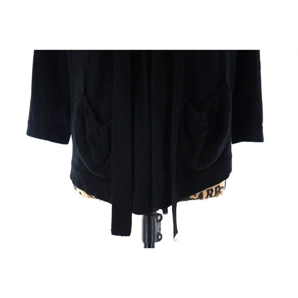 BCBG Maxazria Open Cardigan Womens Small Black Merino Wool Cashmere Tie Sweater - Picture 6 of 8